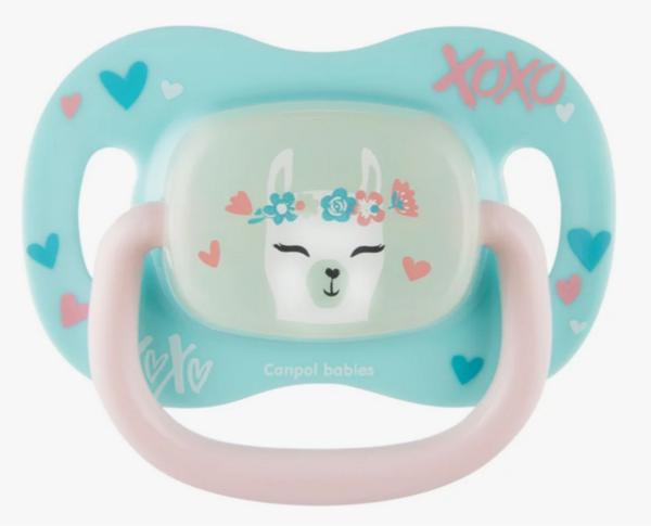 Schnuller Lama mit Blumen, türkis